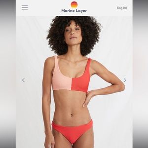 Mallorca Bikini // Large Top, Medium Bottom // Poppy Red/Peach Pink